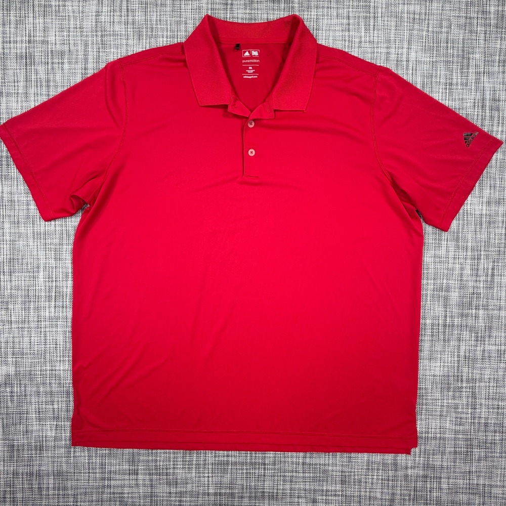 Adidas Mens Puremotion Golf Polo 2XL Red Short Sleeve Performance Logo Shirt
